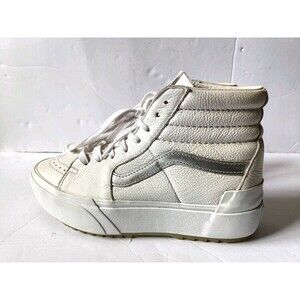 Vans Sk8-Hi Shoes Women's Size 9.5 Men's Size 8 Stacked Platform White Sneakers